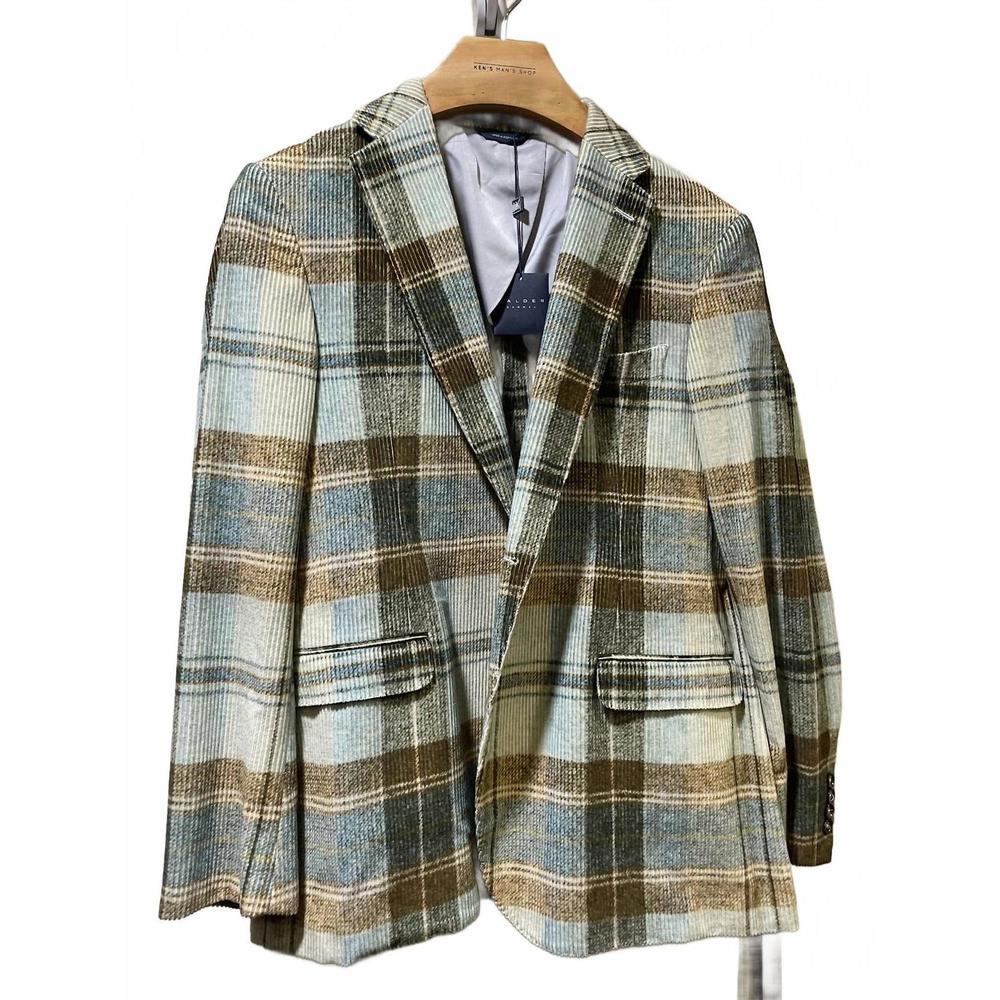 NEW CALDER CARMEL men's plaid blazer in blue/tan